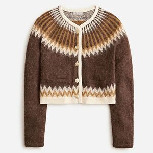 J. Crew Brown and Cream Patterned Cardigan